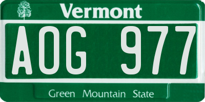 VT license plate AOG977