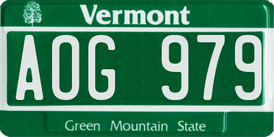 VT license plate AOG979