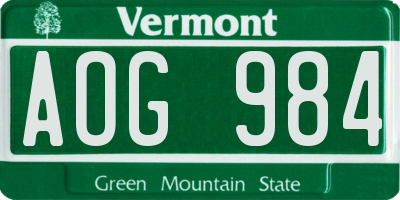VT license plate AOG984