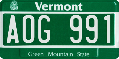 VT license plate AOG991