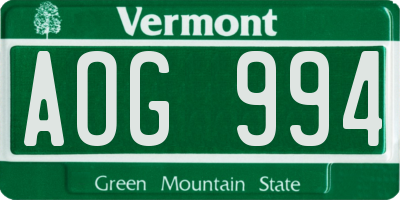 VT license plate AOG994