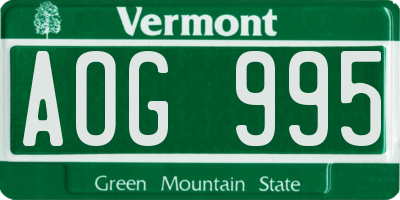VT license plate AOG995
