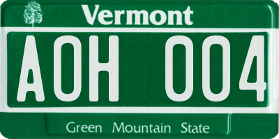 VT license plate AOH004