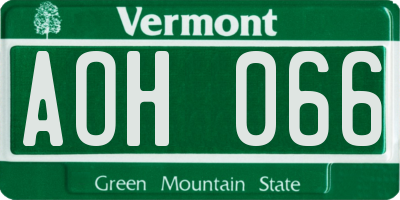 VT license plate AOH066