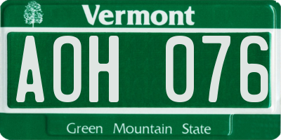 VT license plate AOH076
