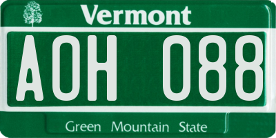 VT license plate AOH088