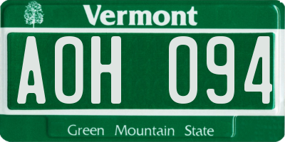 VT license plate AOH094