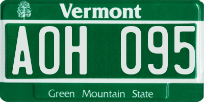 VT license plate AOH095