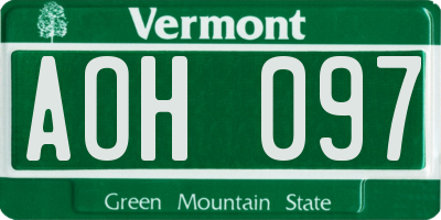 VT license plate AOH097