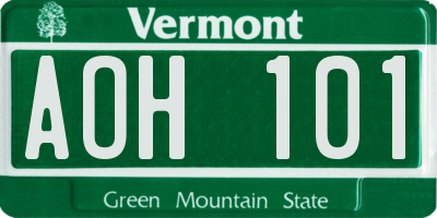 VT license plate AOH101