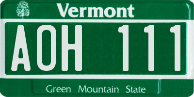 VT license plate AOH111