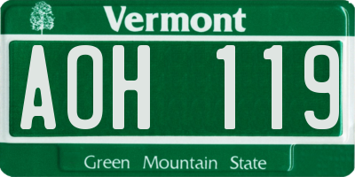 VT license plate AOH119