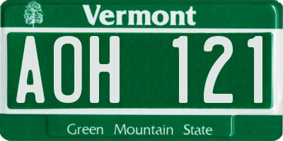 VT license plate AOH121