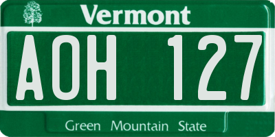 VT license plate AOH127
