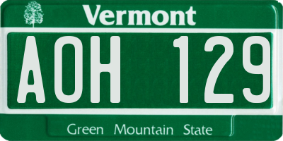 VT license plate AOH129