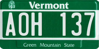 VT license plate AOH137