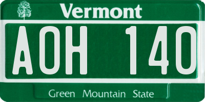 VT license plate AOH140