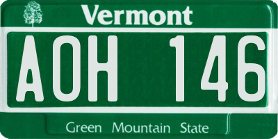 VT license plate AOH146