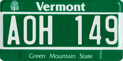 VT license plate AOH149