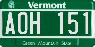 VT license plate AOH151