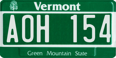 VT license plate AOH154