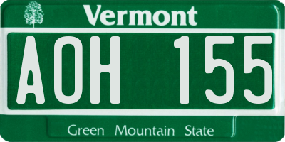 VT license plate AOH155
