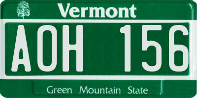 VT license plate AOH156