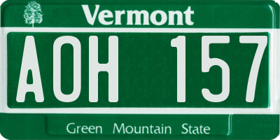 VT license plate AOH157