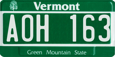 VT license plate AOH163