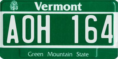 VT license plate AOH164
