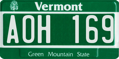 VT license plate AOH169