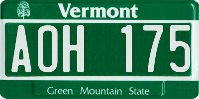 VT license plate AOH175