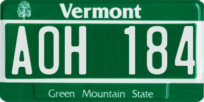 VT license plate AOH184