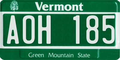 VT license plate AOH185