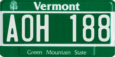 VT license plate AOH188