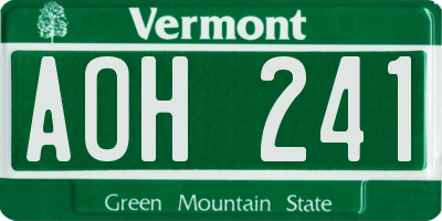 VT license plate AOH241