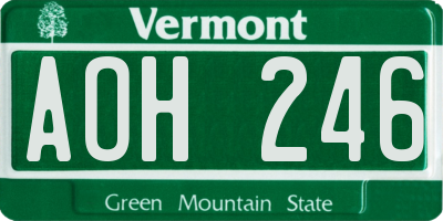 VT license plate AOH246