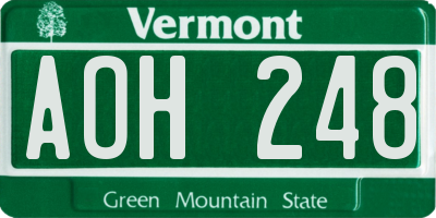 VT license plate AOH248