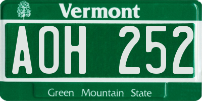 VT license plate AOH252