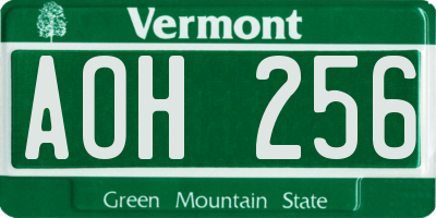 VT license plate AOH256