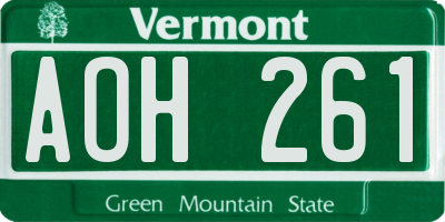VT license plate AOH261