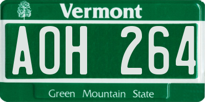 VT license plate AOH264