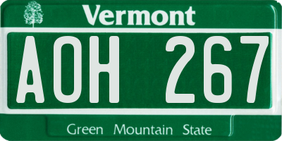 VT license plate AOH267