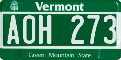 VT license plate AOH273