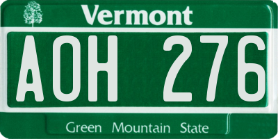 VT license plate AOH276