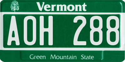 VT license plate AOH288