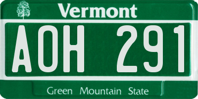 VT license plate AOH291