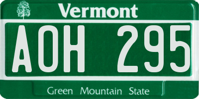 VT license plate AOH295
