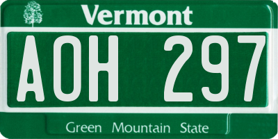 VT license plate AOH297