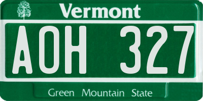 VT license plate AOH327